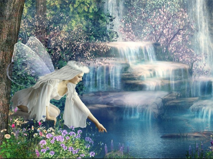 Fairies Amazing,fairy, Artwork, Fantasy, Full Hd Wallpapers,mobile - Fairy Near A Waterfall ...
